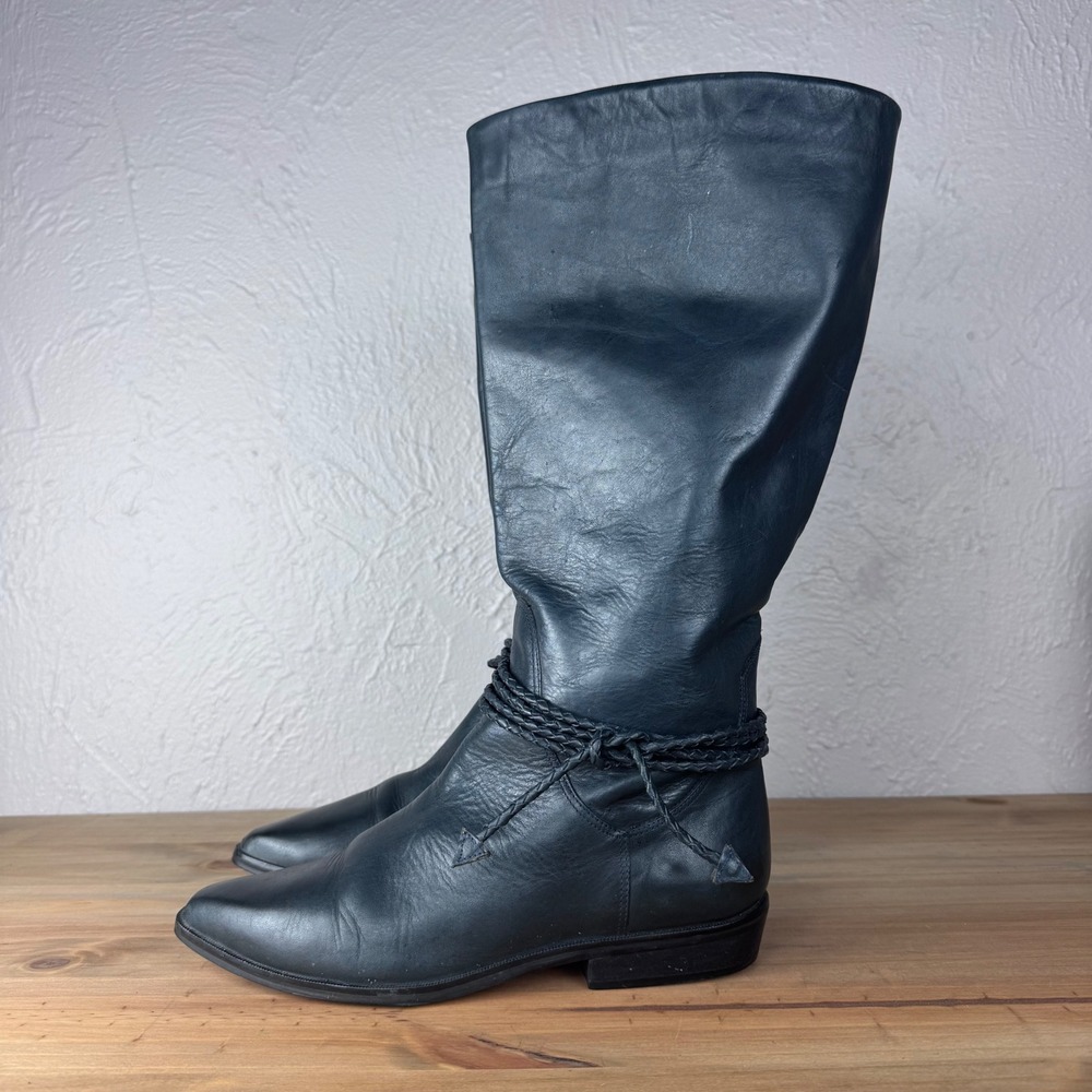 Scruples size 9 1/2  B leather boots made in Brazil braided ankle sz 9.5 women